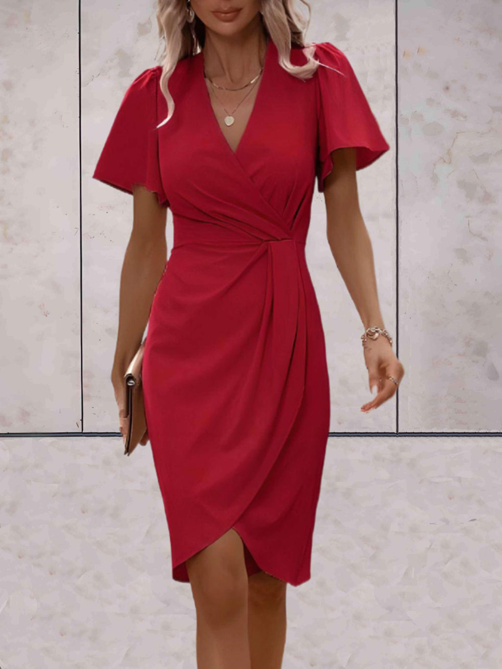 robe portefeuille élégante à manches courtes