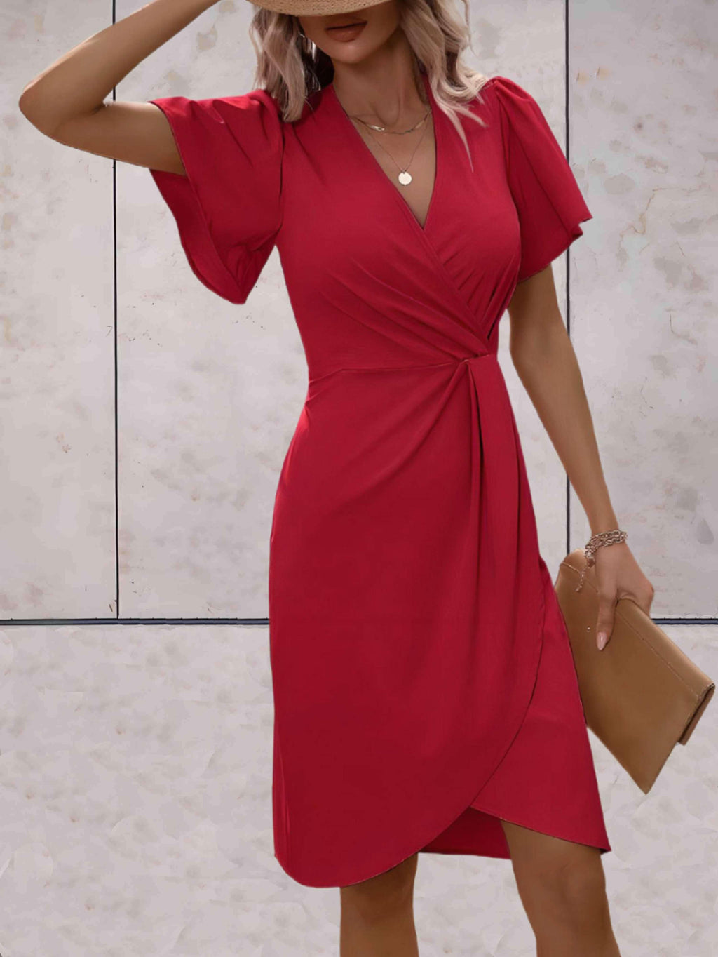 robe portefeuille élégante à manches courtes