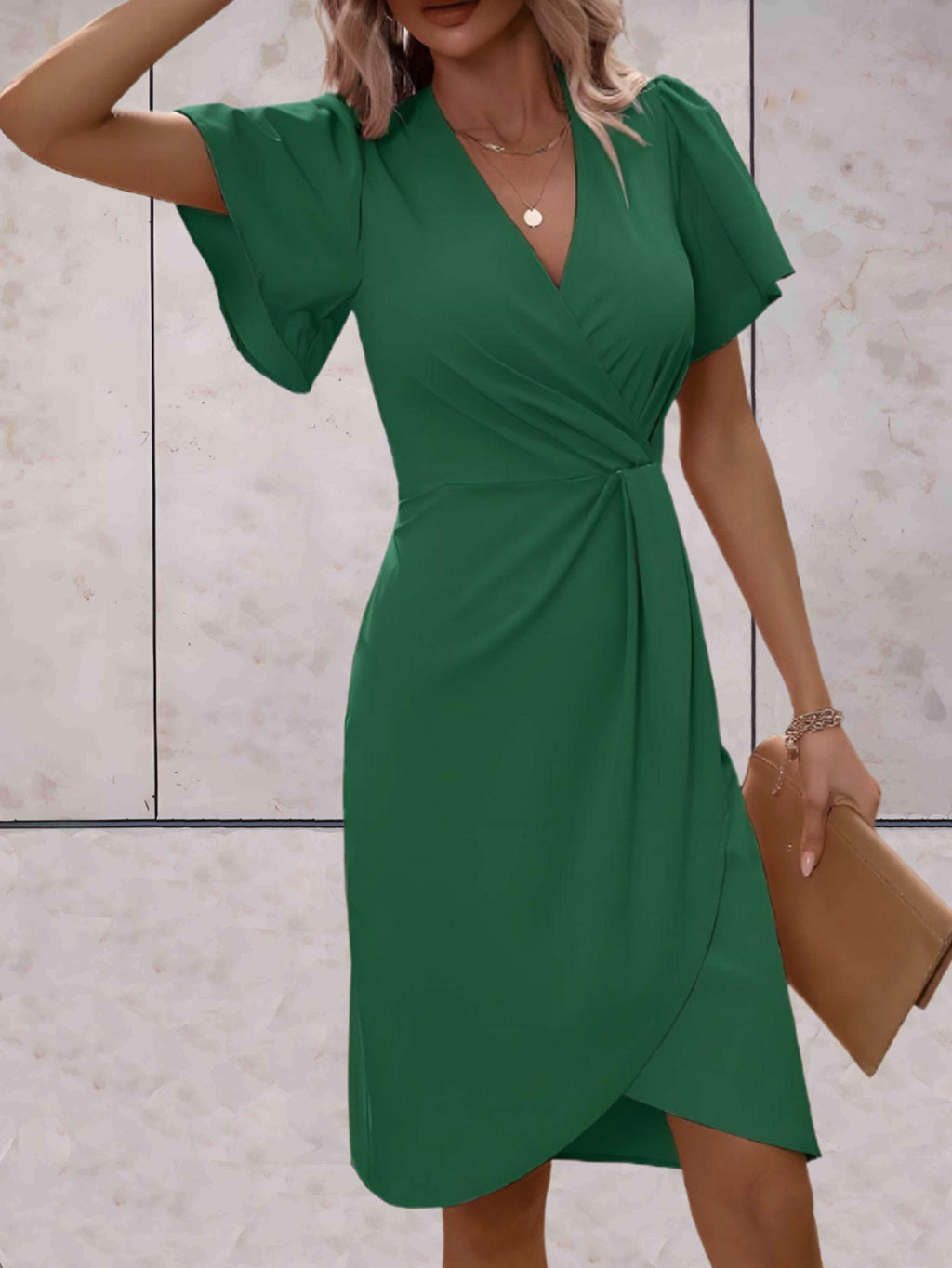robe portefeuille élégante à manches courtes