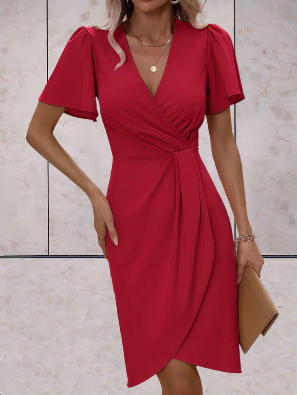 robe portefeuille élégante à manches courtes
