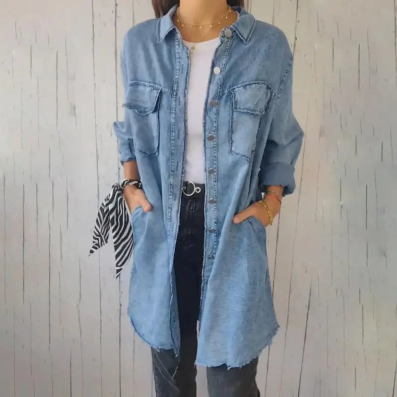 Julietta | Veste en jean longue pour femmes, polyvalente.
