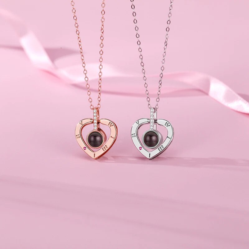Collier romain | Rose éternelle et collier cœur | Coffret cadeau de luxe
