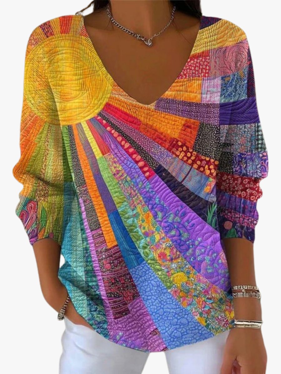 MOREAU LYON | PULL IMPRIMÉ COL V POUR FEMMES