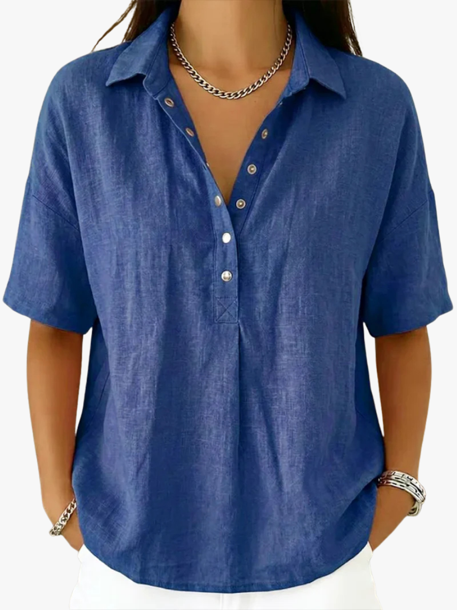 MOREAU LYON | BLOUSE À COL EN V AVEC BOUTONS POUR FEMMES