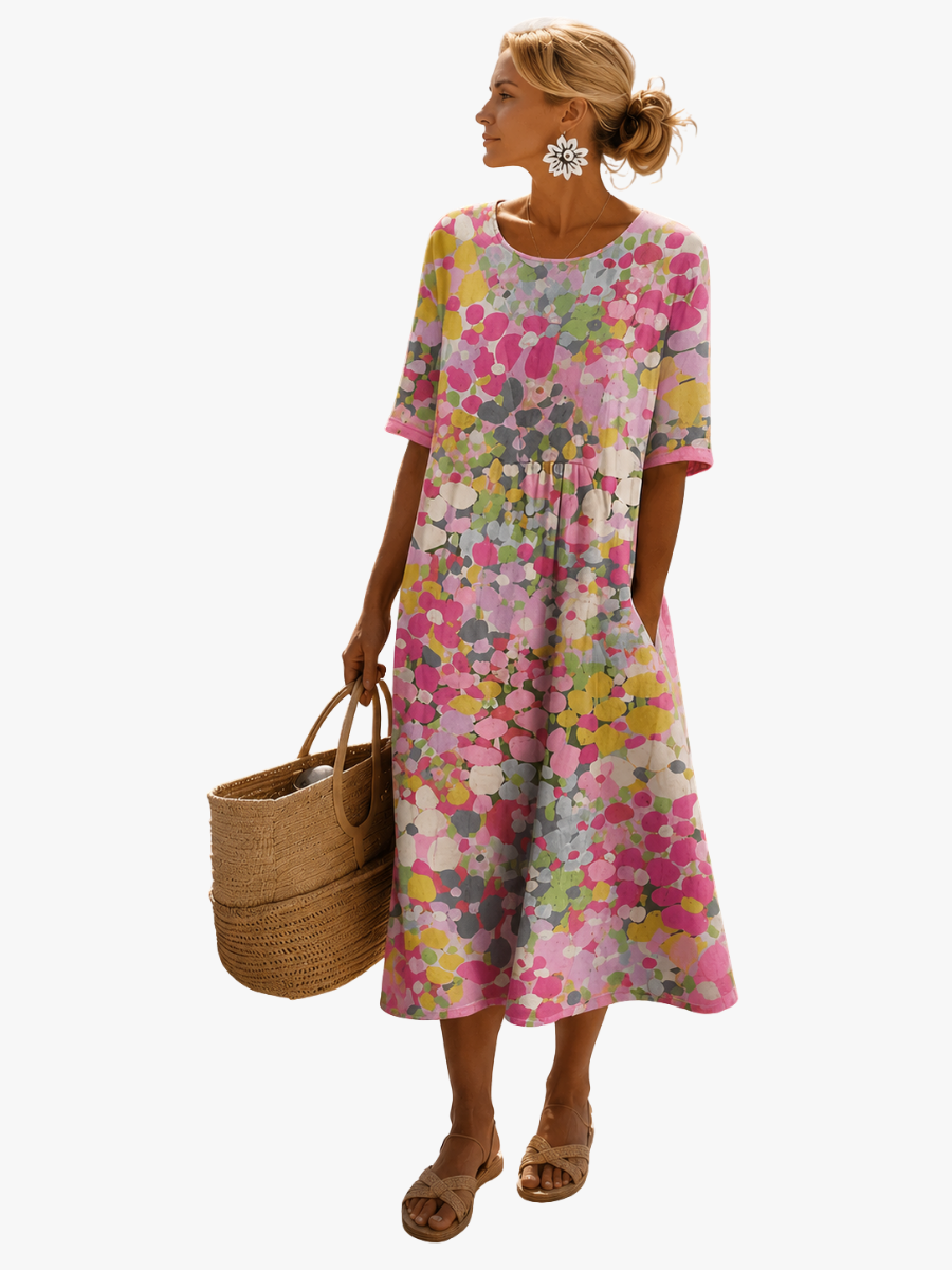 MOREAU LYON | ROBE MIDI FLEURIE ÉLÉGANTE POUR FEMMES