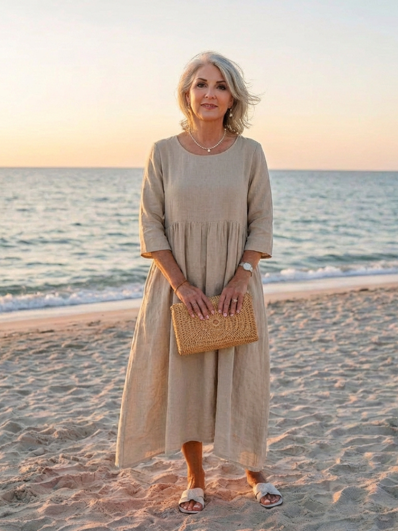Beatrice | Robe Midi à Manches Trois Quarts