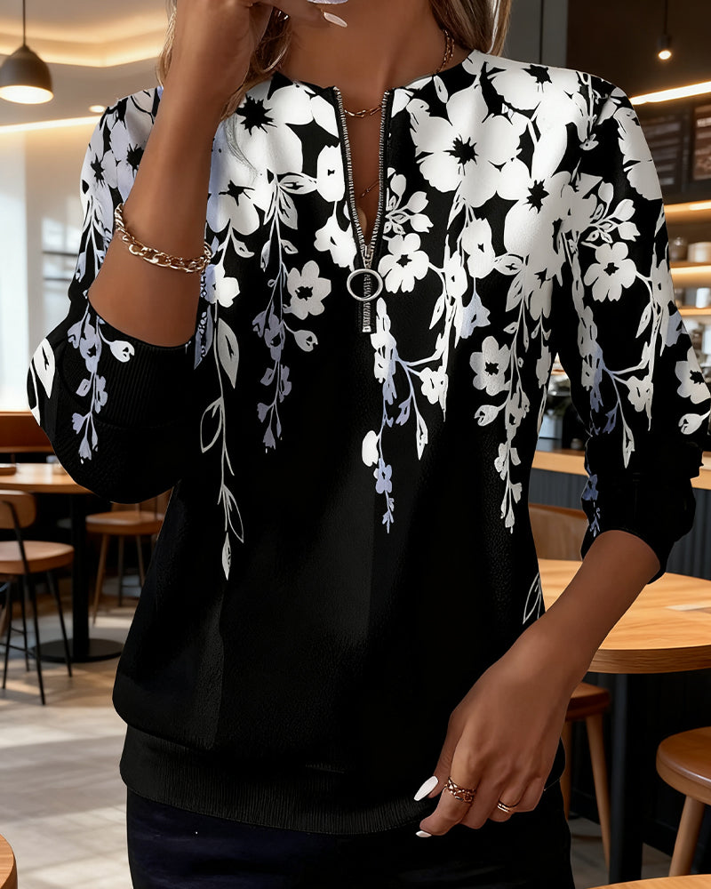 Paulina | Sweat-shirt à demi-zip imprimé