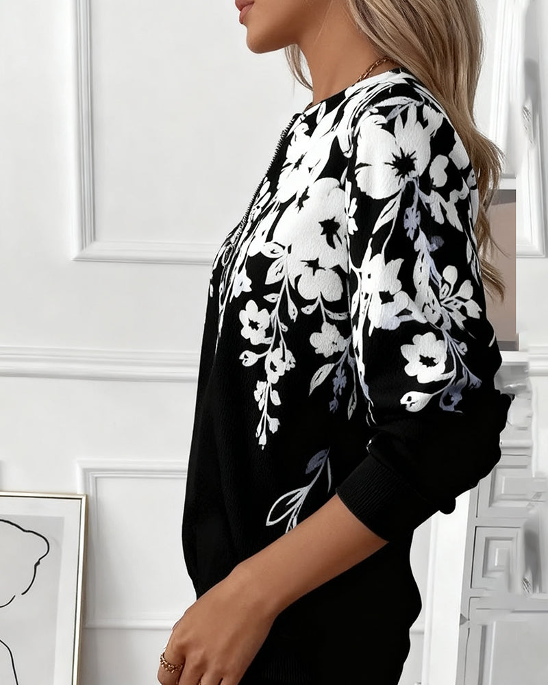 Paulina | Sweat-shirt à demi-zip imprimé