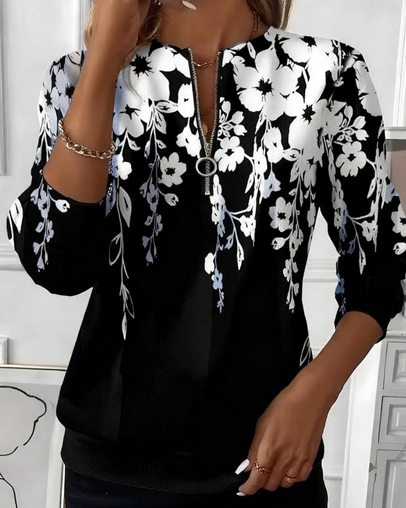 Paulina | Sweat-shirt à demi-zip imprimé