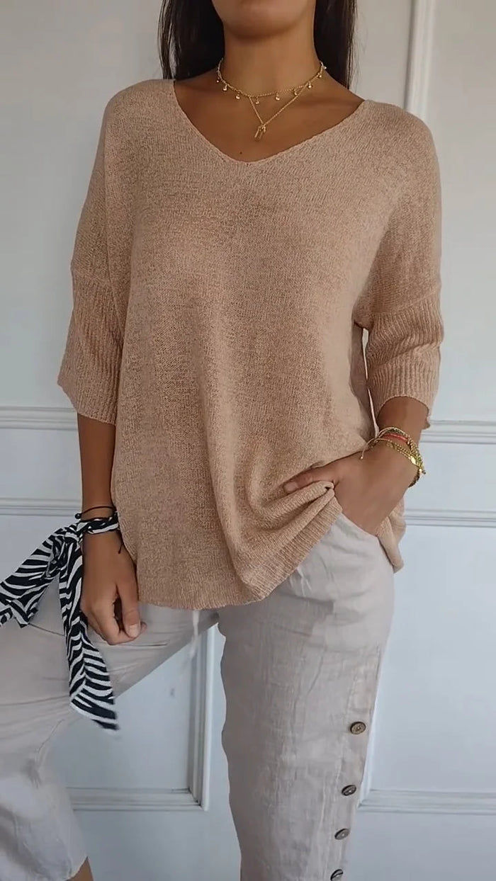 Débardeur en tricot confortable pour femmes avec décolleté en V
