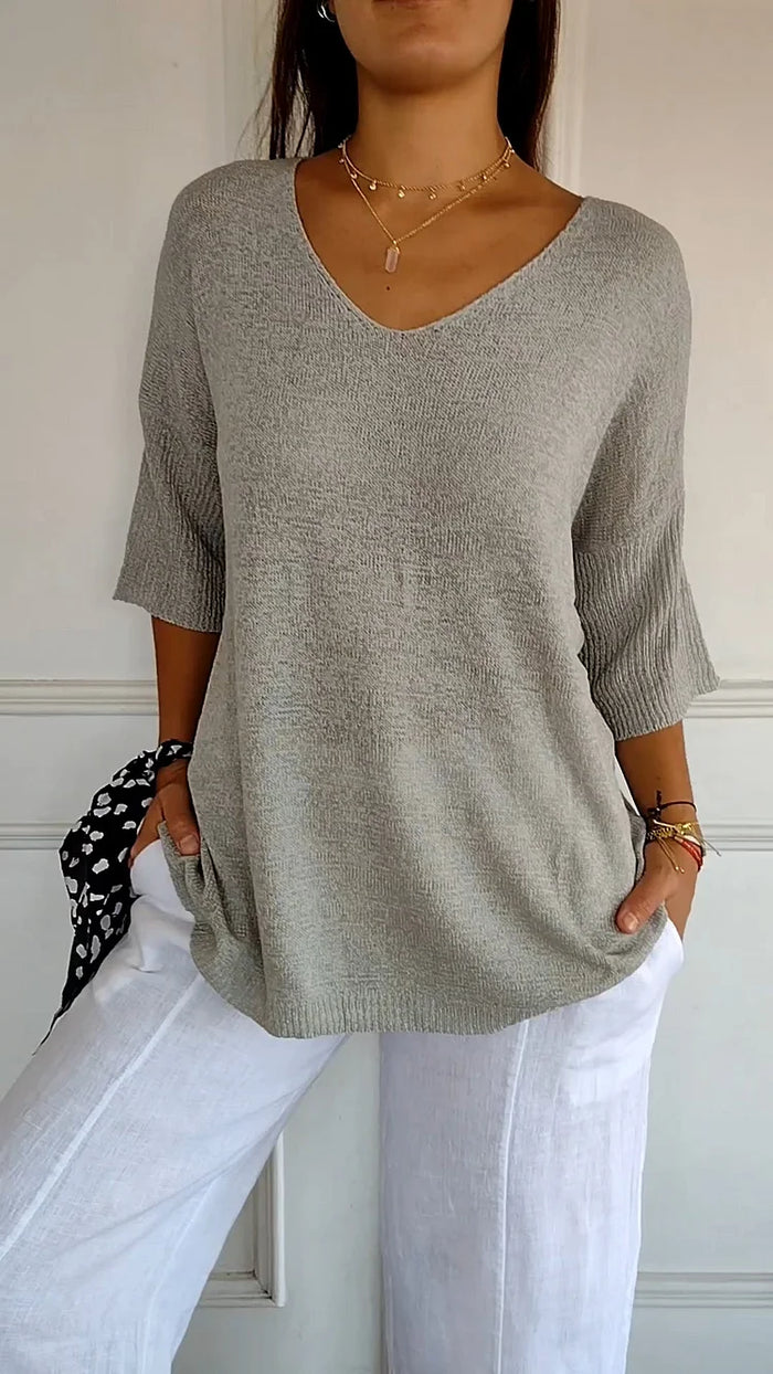Débardeur en tricot confortable pour femmes avec décolleté en V