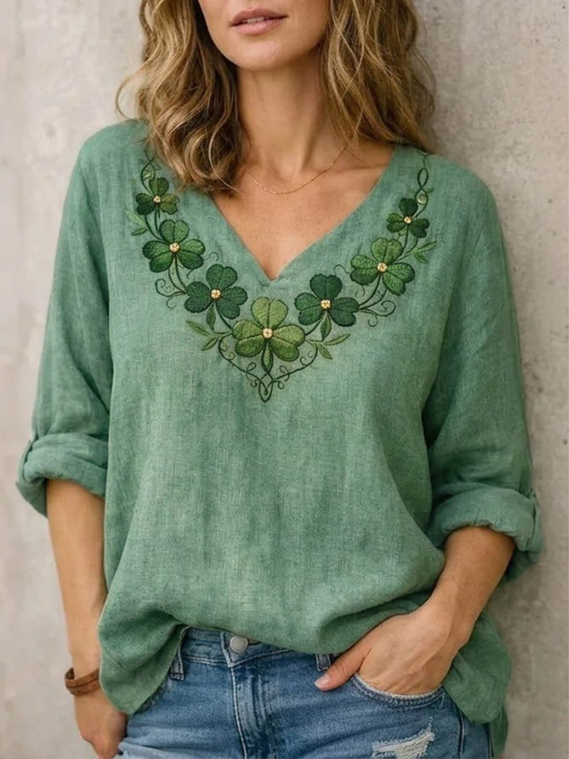 Blouse Femme | Décolleté en V Flatteur & Broderie Raffinée