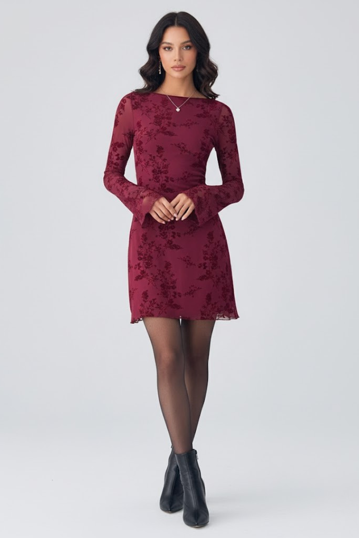 Robe Mini en Maille pour Femmes avec Détail Floral