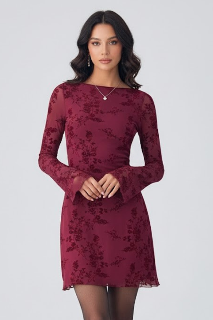 Robe Mini en Maille pour Femmes avec Détail Floral