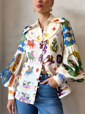 Blouse Femme | Imprimé Pop-Art & Manches Bouffantes