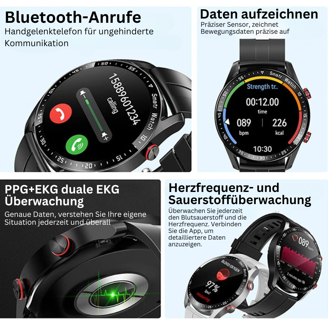Montre Connectée Bluetooth | Suivi de Fréquence Cardiaque & SpO₂