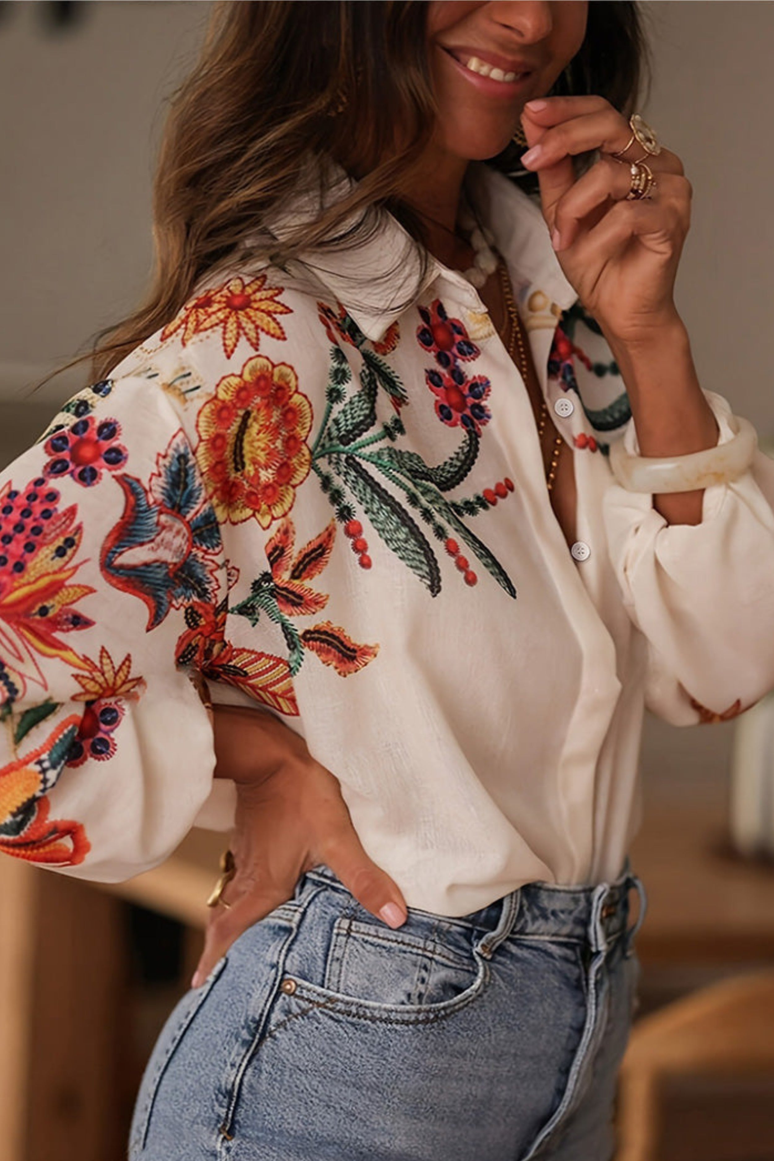 Blouse Fleurs Femme | Broderie & Style Bohème