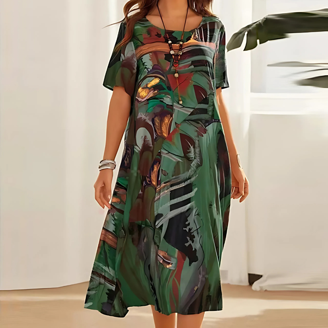 Robe Fleurie Femme | Imprimé Abstrait Allover & Coupe Fluide
