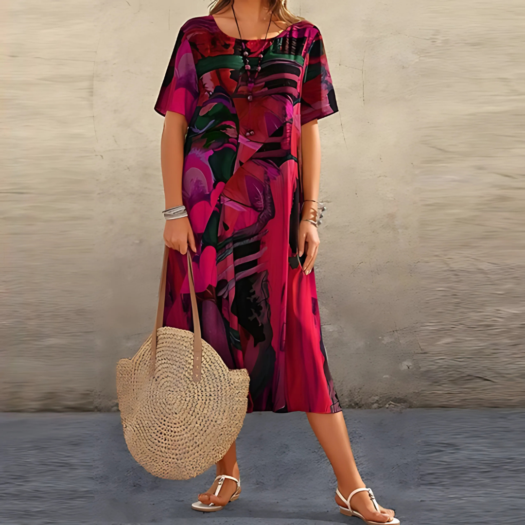 Robe Fleurie Femme | Imprimé Abstrait Allover & Coupe Fluide