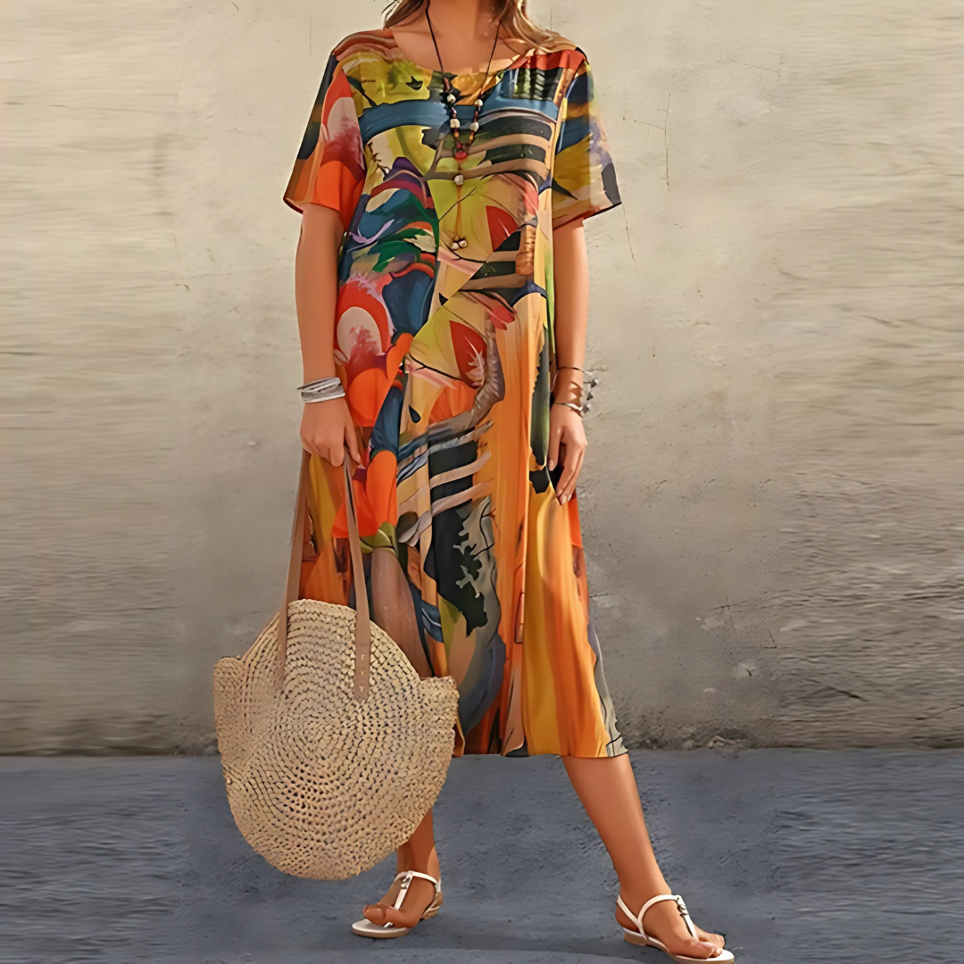 Robe Fleurie Femme | Imprimé Abstrait Allover & Coupe Fluide