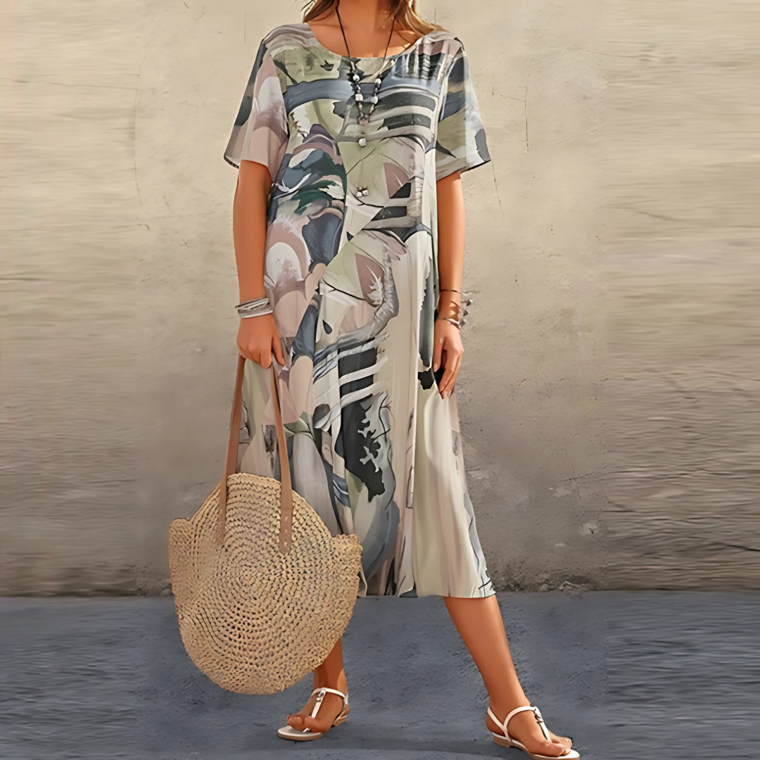 Robe Fleurie Femme | Imprimé Abstrait Allover & Coupe Fluide