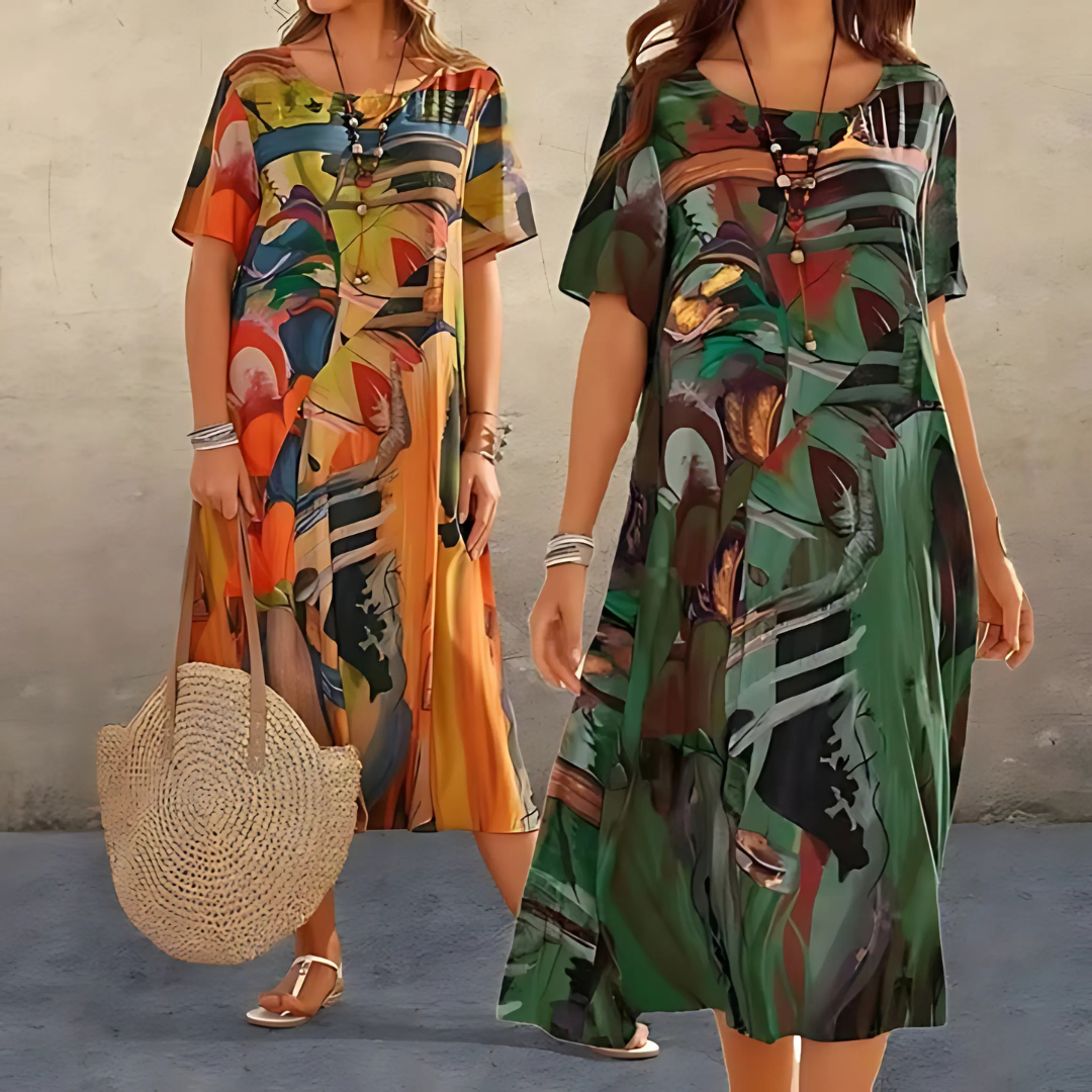 Robe Fleurie Femme | Imprimé Abstrait Allover & Coupe Fluide