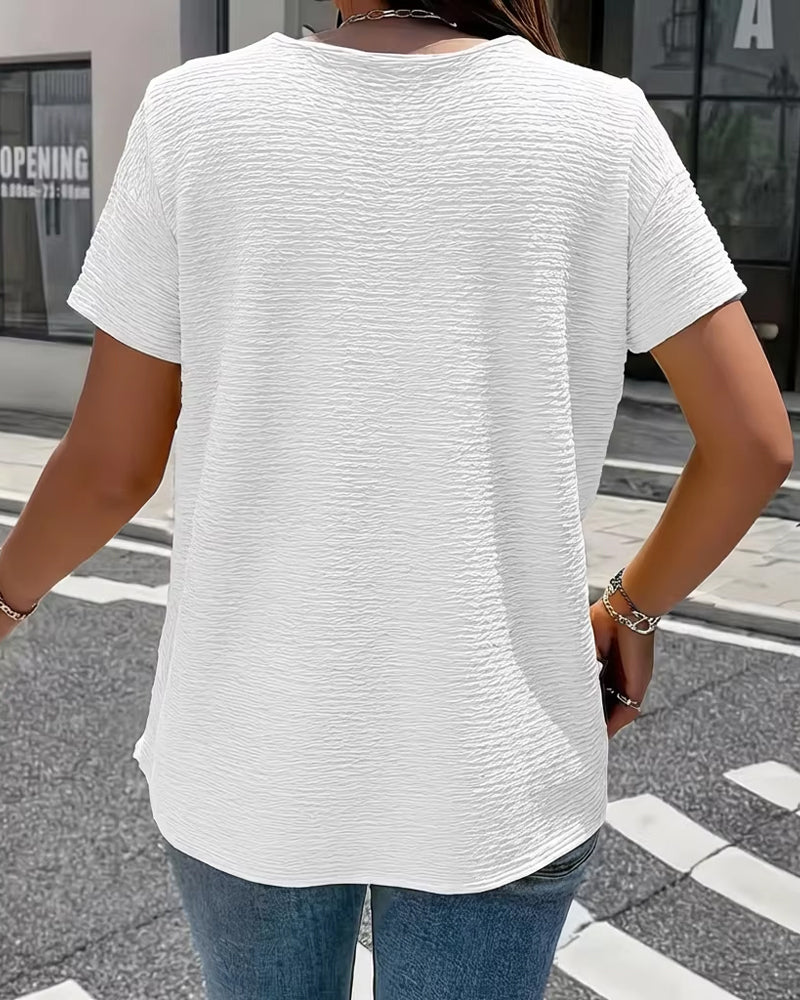 Blouse Femme | Top court structuré avec boutons dorés et col