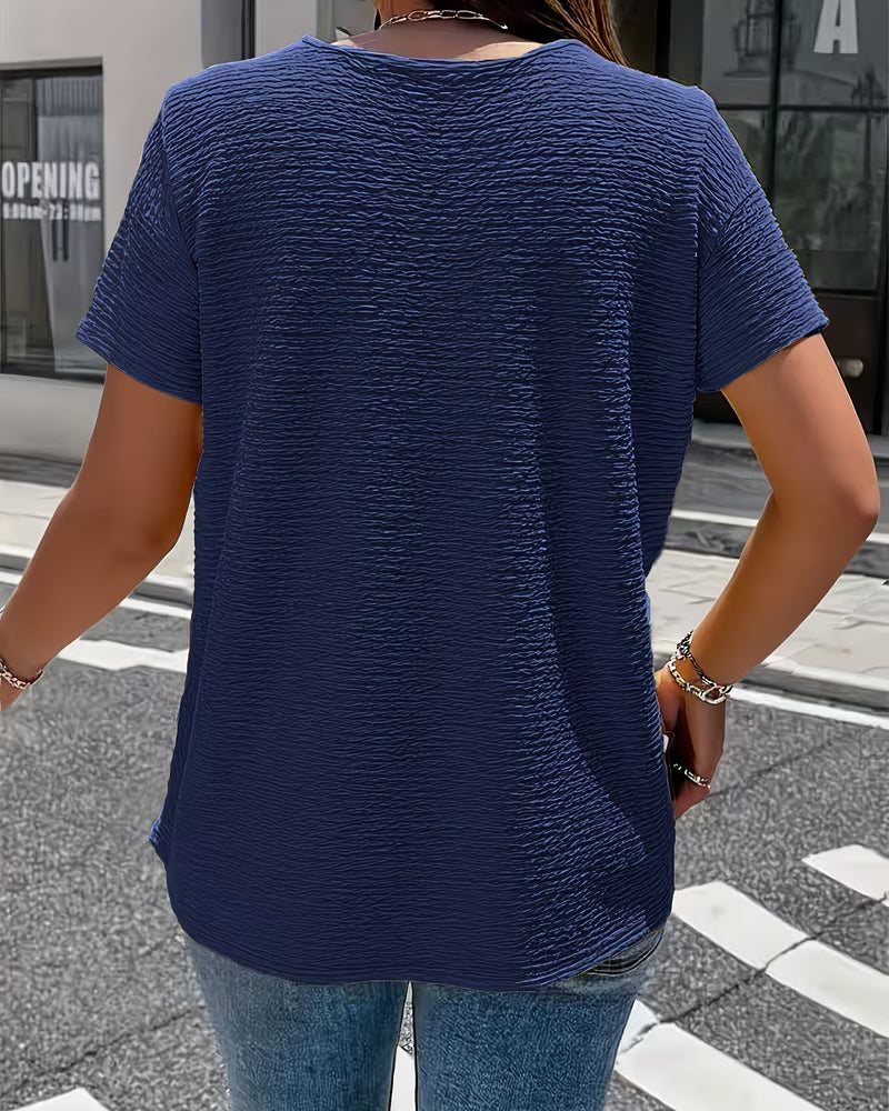 Blouse Femme | Top court structuré avec boutons dorés et col