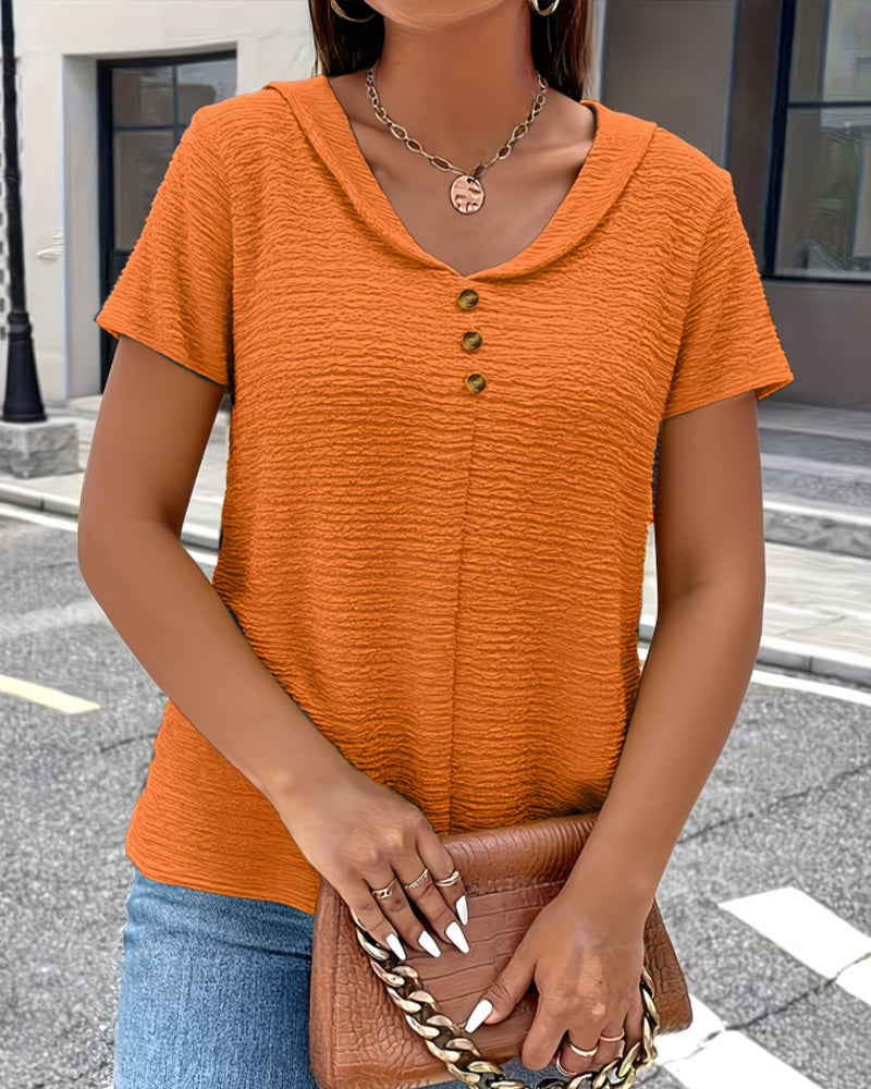 Blouse Femme | Top court structuré avec boutons dorés et col