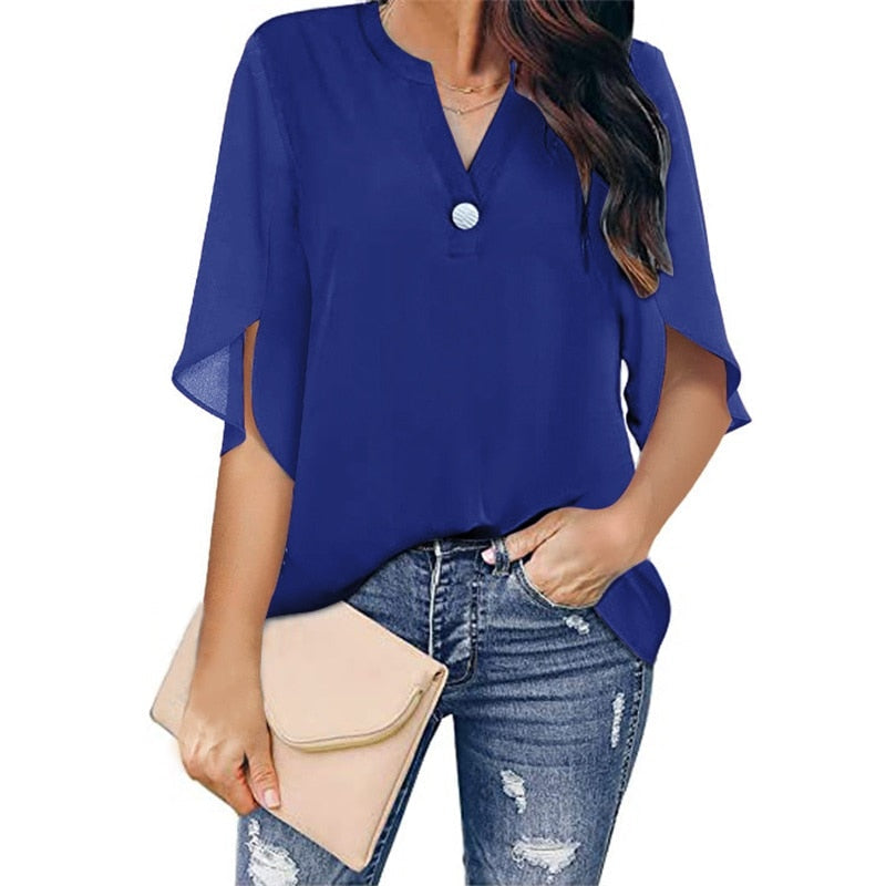 Blouse Femme | Col en V & Tombé Fluide