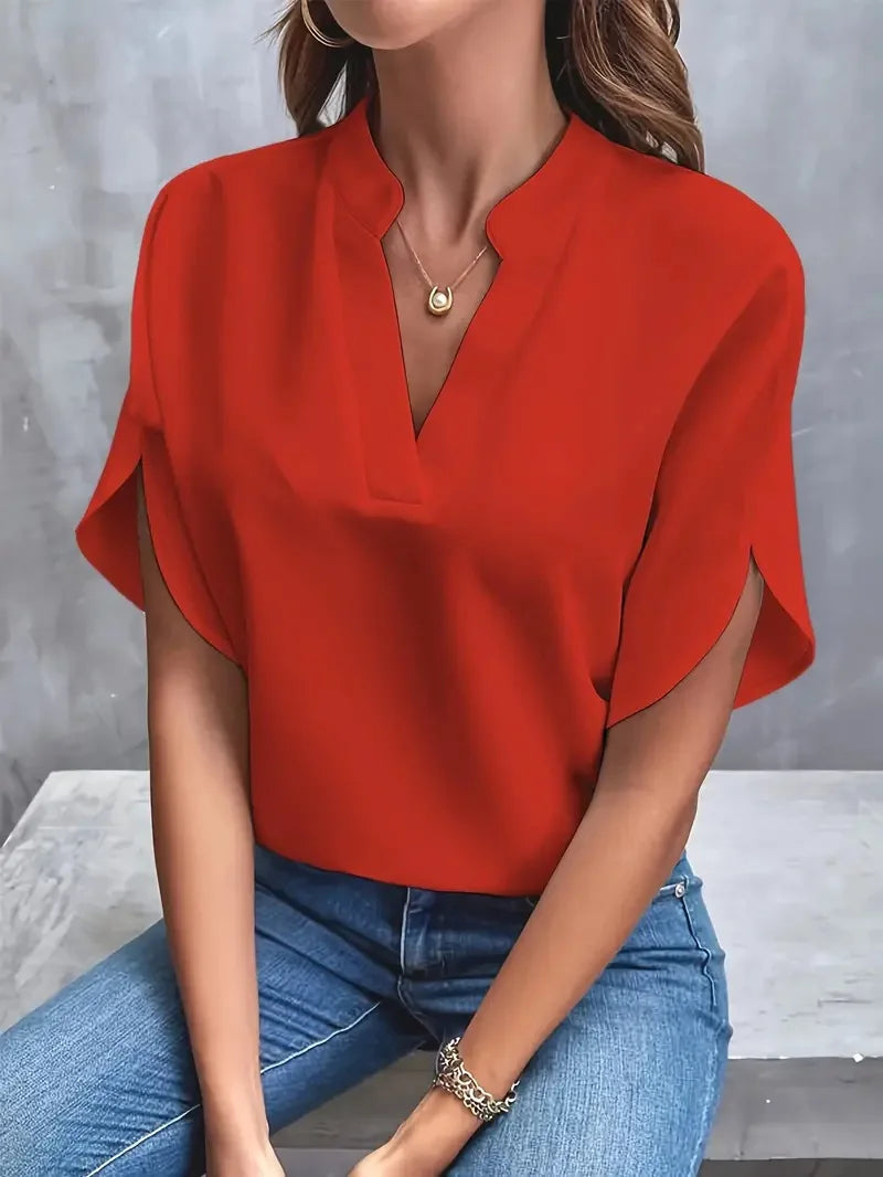 Blouse Femme Col V | Tissu Fluide & Look Élégant