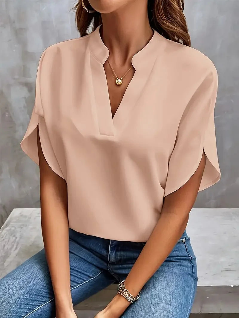 Blouse Femme Col V | Tissu Fluide & Look Élégant