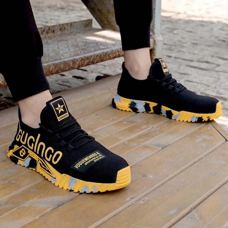 Chaussures de sécurité légères avec coques en acier respirantes