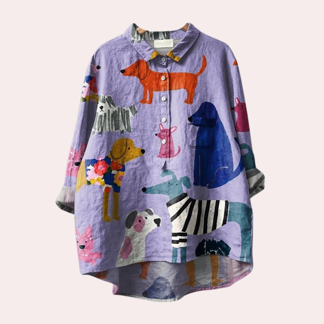 Brynja - T-shirt amusant et à la mode avec un imprimé de chiens ludique pour femmes