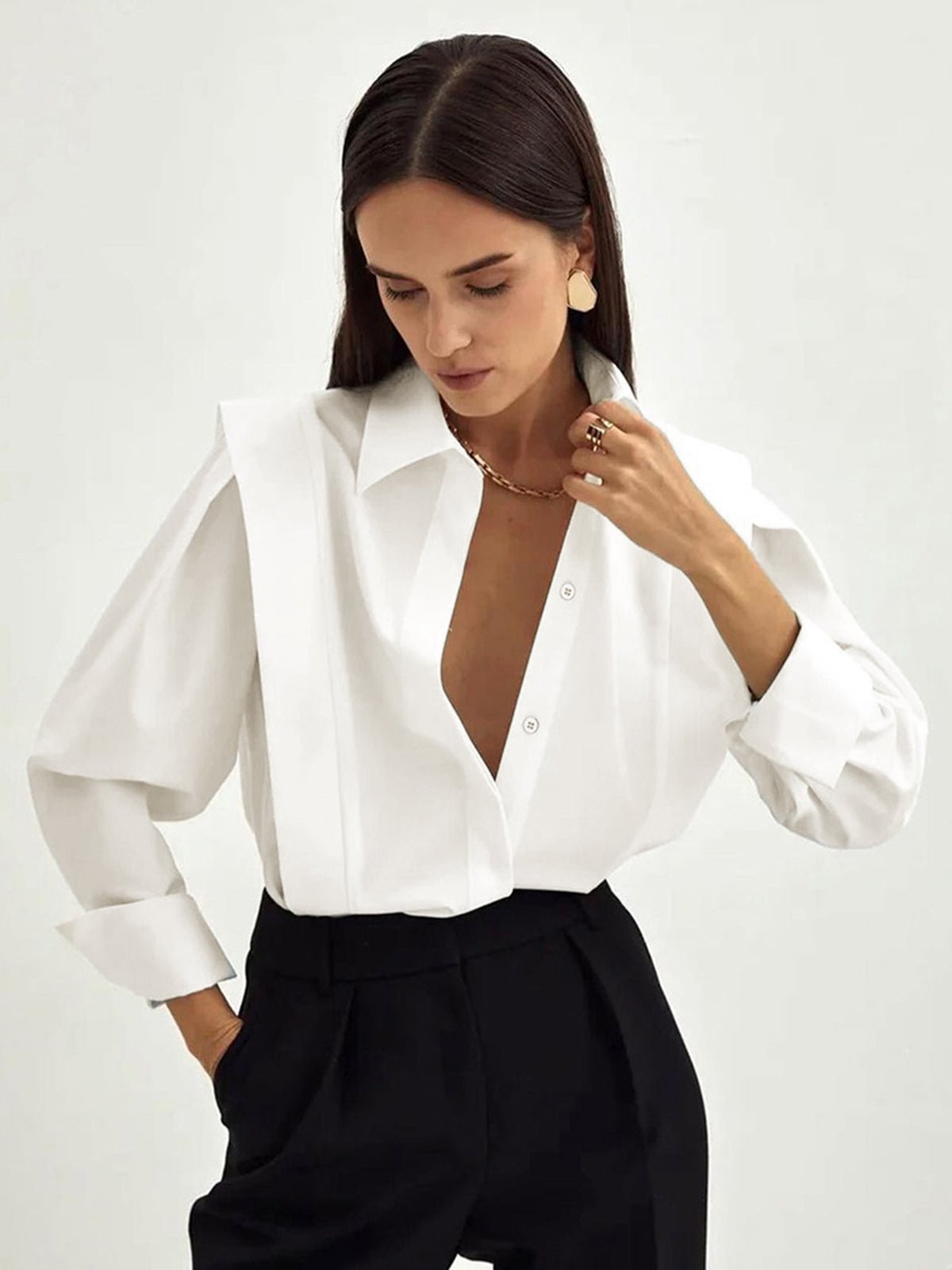 Chemise Carrée à Col Boutonné