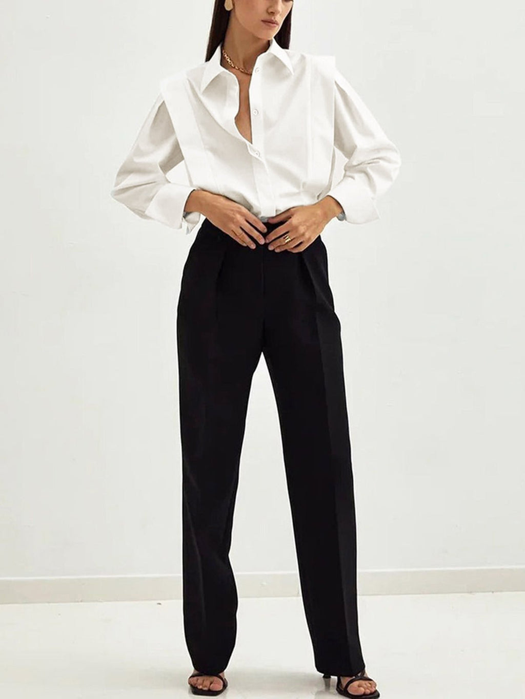 Chemise Carrée à Col Boutonné