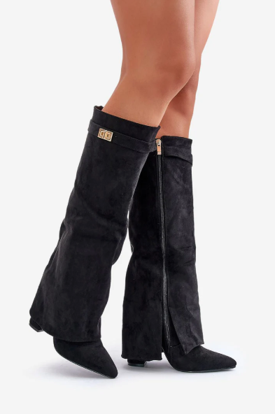 Bottes hautes Sovana avec rabat – bottes pour femmes intemporelles avec talon bloc et doublure douce