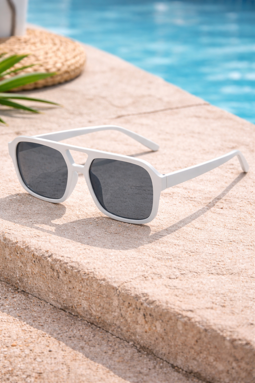Lunettes de Soleil Rectangulaires Unisexes Monture Légère en Plastique Protection UV
