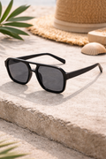 Lunettes de Soleil Rectangulaires Unisexes Monture Légère en Plastique Protection UV