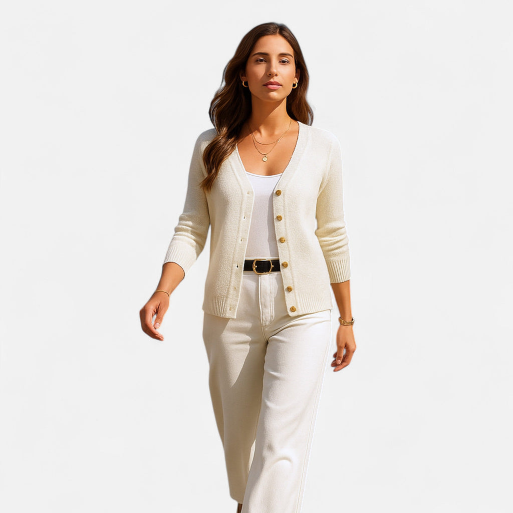 Eliaro Moda | Cardigan Femme Boutons Frontal Couleur Unie