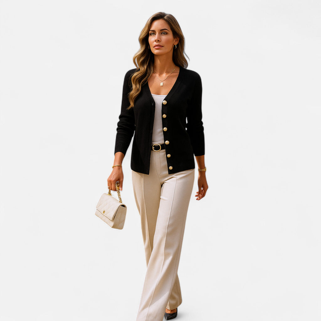Eliaro Moda | Cardigan Femme Boutons Frontal Couleur Unie