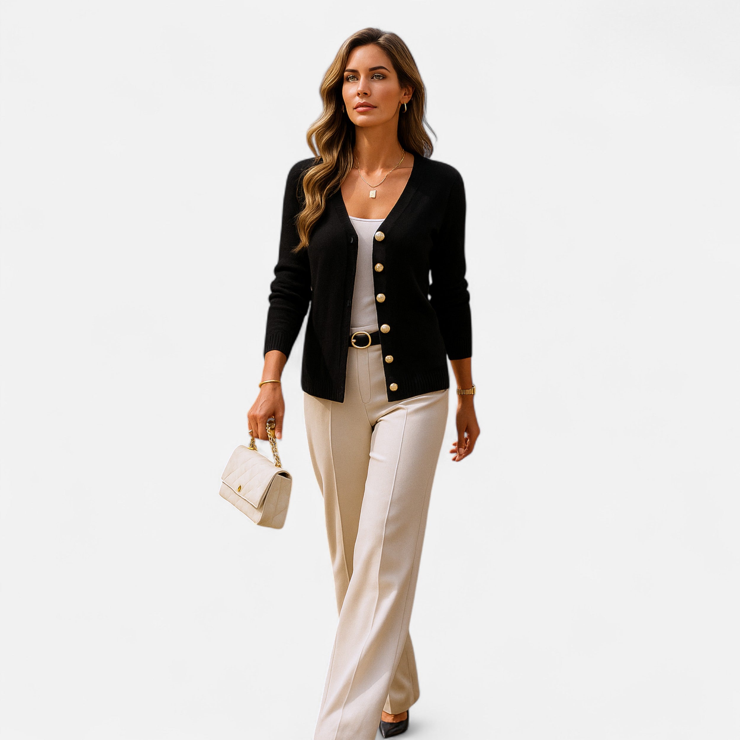 Eliaro Moda | Cardigan Femme Boutons Frontal Couleur Unie