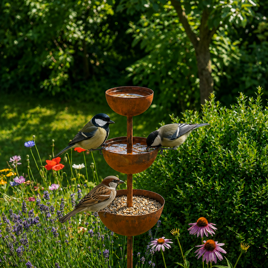 Birdwell – Support de bain d'oiseaux en cuivre rustique
