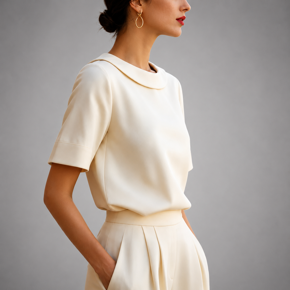 MOREAU LYON | BLOUSE CHIC À COL ROND POUR FEMMES