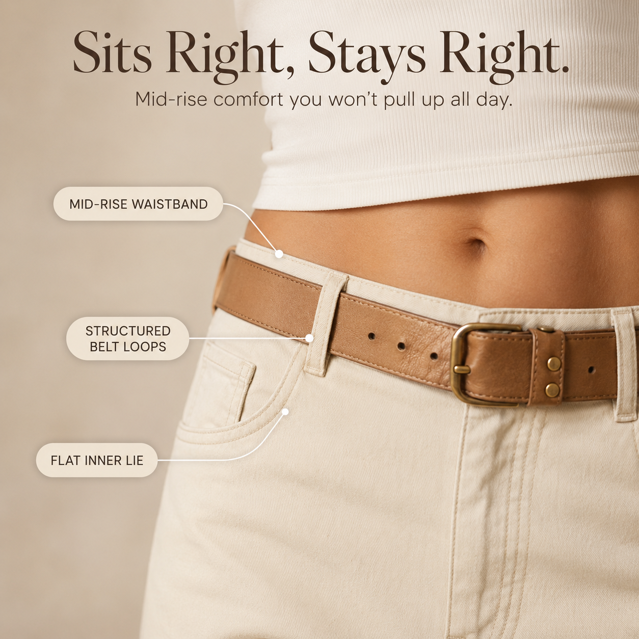 Cropelle – Pantalon droit cropped avec détails de couture