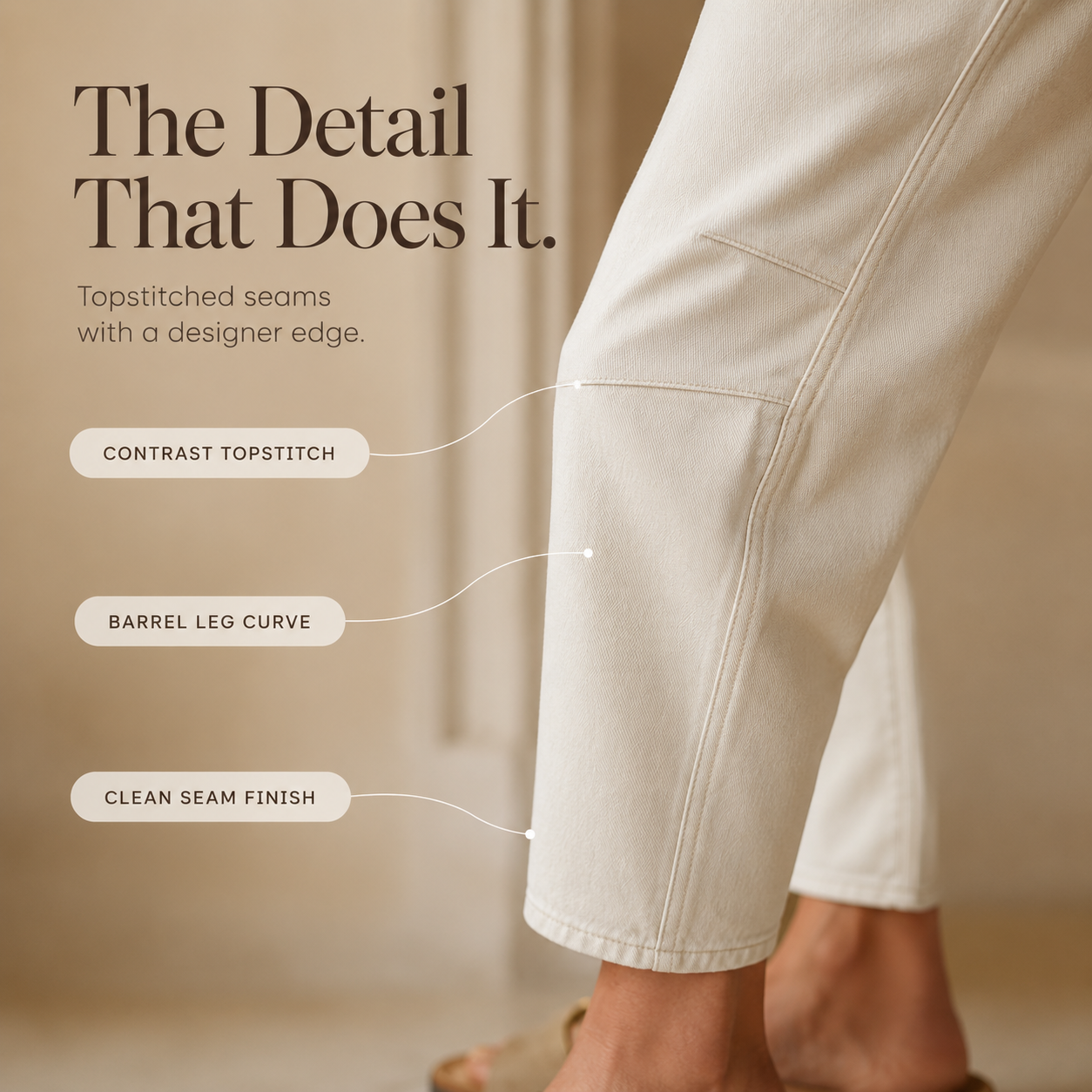Cropelle – Pantalon droit cropped avec détails de couture