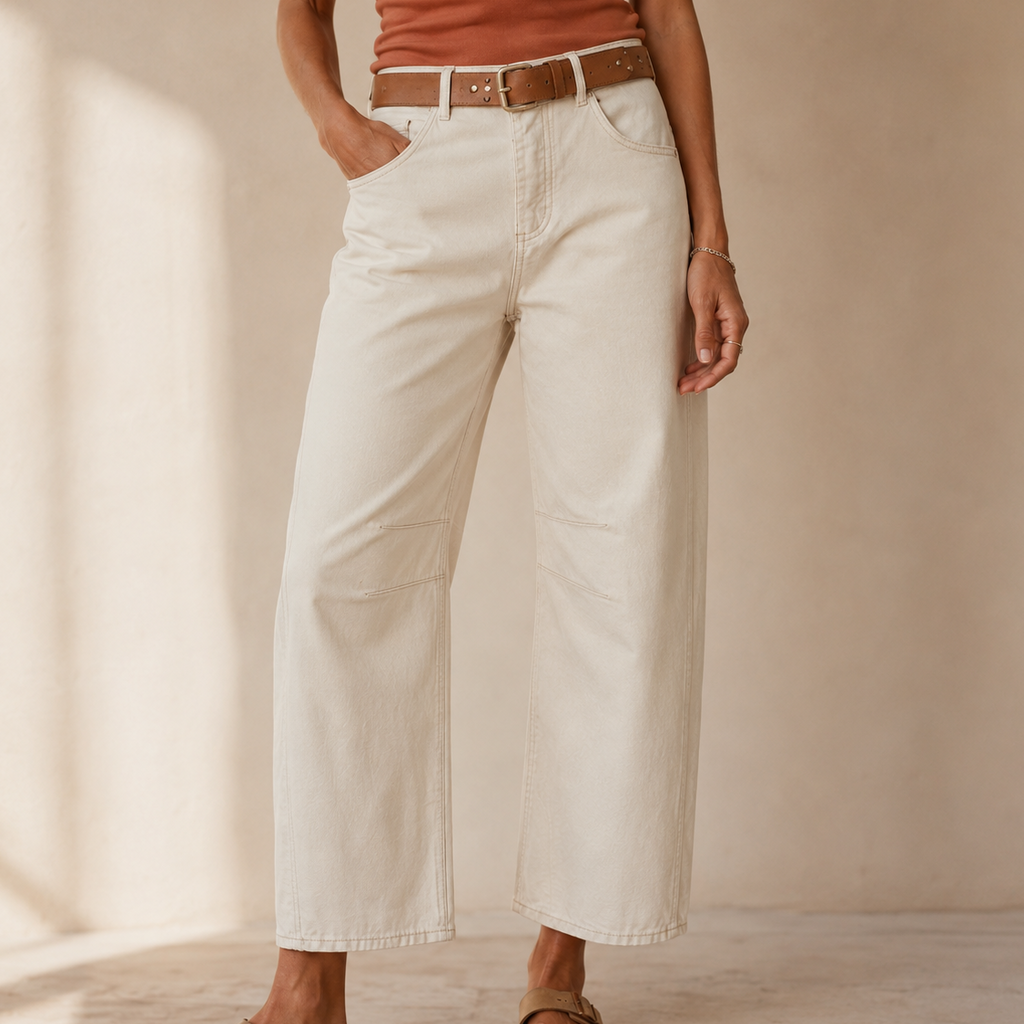 Cropelle – Pantalon droit cropped avec détails de couture