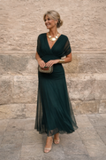 Robe maxi élégante pour les fêtes avec décolleté en V