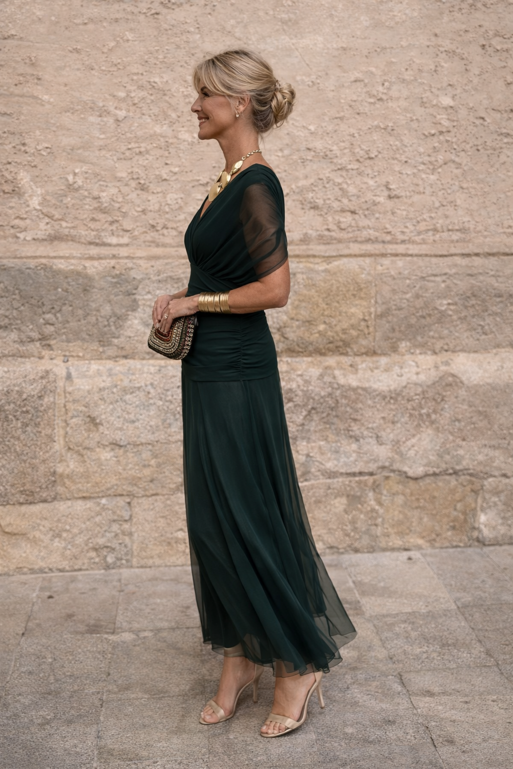 Robe maxi élégante pour les fêtes avec décolleté en V