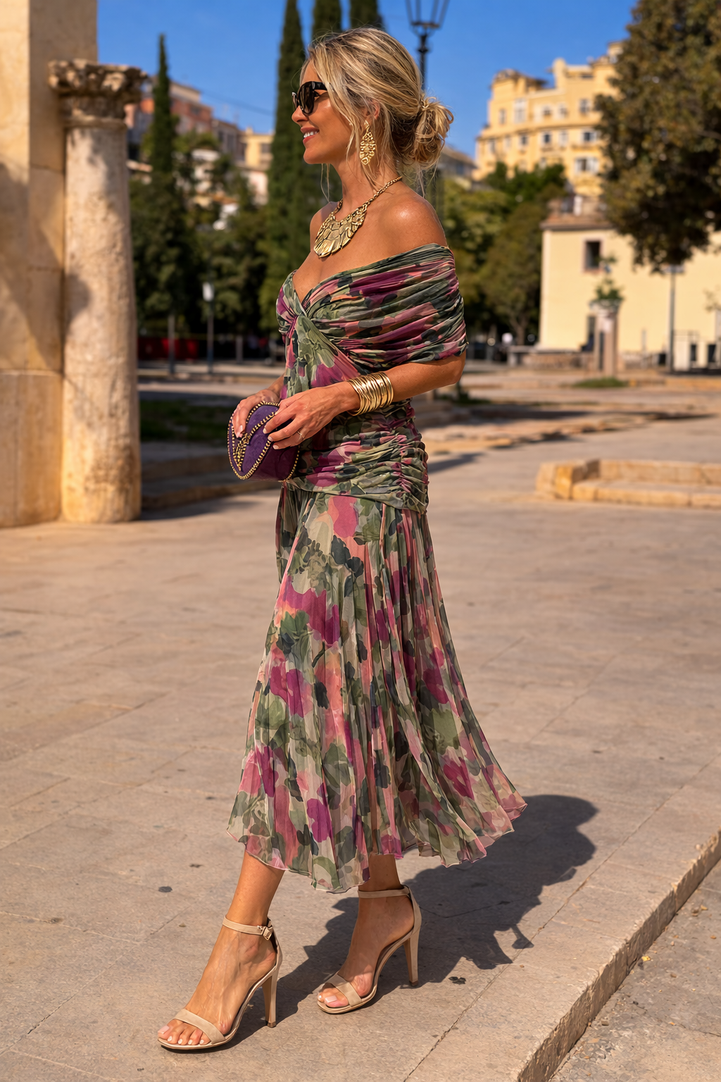 Robe maxi élégante pour les fêtes avec décolleté en V